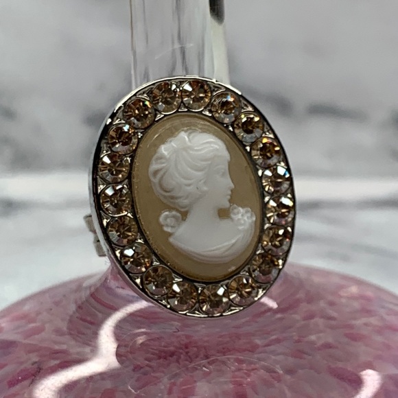 Tarina Tarantino Golden Shadow Crystal Cameo Ring